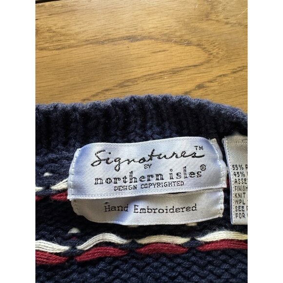 Signature By Northern Isles Cardigan Sweater Size‎ XL Hand Embroidered USA VTG - Picture 3 of 14